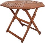 Sunnydaze Meranti Wood Octagon Outdoor Folding Table - Teak Oil Finish - 35.5-Inch