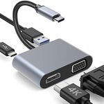 Boreguse USB C Hub Multiport Adapter 4 Ports, USB C to USB Hub 3.0 Port, USB C to HDMI, USB C to VGA, USB C HUB with100W Power for MacBook Pro/Air, iMac, iPad Pro, Chromebook, Pixelbook, Dell XPS