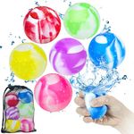 Reusable Water Balloons for Kids, Silicone Water Splash Ball with Mesh Bag, Quick Self-Sealing Water Bomb for Kids Adults Outdoor Activities Water Games Toy Garden Toys Pool Toys Beach Toys (6pcs)