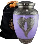 Purple Angel Wings Cremation Urns for Human Ashes Adult Full Size - Personalized Decorative Urnes Funéraires Adultes Femme & Homme - Beautifully Handcrafted Cremation Urns for Ashes for Men & Women