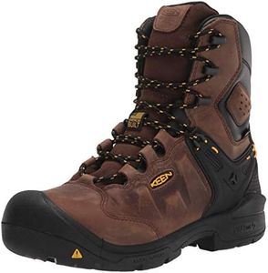 KEEN Utility Men's Dover 8" Leather Waterproof Composite Toe Work Boots, Dark Earth/Black, 12