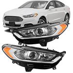 labwork Headlights Assembly Replacement for Fusion 2013 2014 2015 2016 4Door Sedan Halogen Models Front Lights HeadLamps Projector Chrome Headlights Driver and Passenger Side