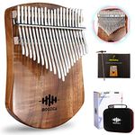 MOOZICA 21 Keys Solid Koa Kalimba, Single Solid Wood Board Professional Kalimba Thumb Piano Marimba with Learning Instruction and High Performance Carrying Case (Acacia Koa, 21-Key)