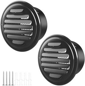 3inch-2pcs 304 Stainless Steel Round Air Vents Cover, piiyoosnn Louvered Grille Cover Vent Flat Ducting Air Vent Wall Inlet with Built-in a Fly Screen Mesh for HVAC Ventilation (3inch-2Pcs)