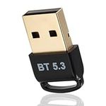 PC USB Bluetooth 5.3 Dongle, Wireless USB Blootooth Adapter for Laptop Computer Desktop, Dongle/Receiver Support Windows 11/10/8.1, for Game Controller, Headset, Phone, Keyboard, Mouse, Tablet, Black