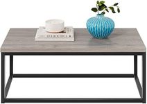 Best Choice Products 44in Modern Industrial Style Rectangular Wood Grain Top Coffee Table, Rustic Accent Furniture for Living Room w/Metal Frame, 1.25in Thick Butcher Block Tabletop - Gray