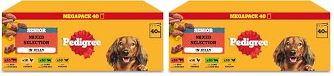 PEDIGREE Senior Dog Food Pouches Chunks in Jelly 40 x 100 g Multipack (Pack of 2)