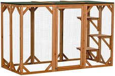 PawHut 71" L Catio Outdoor Cat Enclosure, Indoor Cat Cage, Pet House, Small Animal Hutch for 1-2 Rabbit, Kitten, Kitty Crate Kennel w/Waterproof Roof, Multi-Level Platforms, Orange