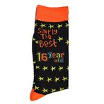 SHATCHI Simply The Best 16 Year Old Novelty Socks for 16th Birthday Keepsake Gift Unisex for Her Him, Black and Orange, One Size