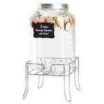 Outdoor Glass Beverage Dispenser with Sturdy Metal Base & Stainless Steel Spigot -2 Gallon Drink Dispenser for Lemonade, Tea, Cold Water & More