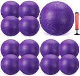 Sumind 12 Pcs 10 Inch Playground Ball Inflatable Kickballs Bouncy Dodgeball for Kids and Adults,Handball with Air Pump and 2 Mesh Drawstring Bags for Ball Games, Gym, Outdoor, School (Purple)