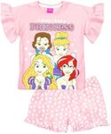 Disney Princesses Girls Pink Cotton Short Pyjama Set