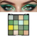 Fychuo Green Eyeshadow Palette Glitter Eyeshadow 16 Colours Eyeshadows Make Up Palette Shimmer Eyeshadow Light Green Eye Shadow Waterproof Sparkly Dark Green Eye Makeup Palettes