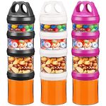 BeneLabel Snack Jars 4-Piece Twist Lock Stackable Containers Travel, Formula Travel Container for Storing Milk, Protein Powder, BPA Free(3 Pack, 31oz per), Red + White Black, (BHXM-R-W-BL)