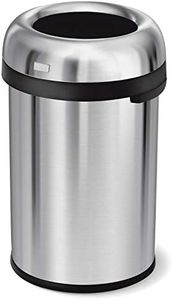 simplehuman 115 Liter / 30 Gallon Bullet Open Top Trash Can Commercial Grade Heavy Gauge, Brushed Stainless Steel