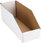 EXYGLO Cardboard Boxes, Pack of 35 Corrugated Storage Bins 12x4x4.5inch Pantry Organizer Bins for Shelves Garage Office Organization