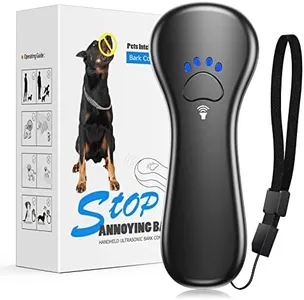 Ahwhg New Anti Barking Device, Dog Barking Control Devices,Rechargeable Ultrasonic Dog Bark Deterrent up to 16.4 Ft Effective Control Range Safe for Human & Dogs Portable Indoor & Outdoor(Black)