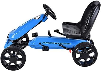 GLACER Kids Go Kart, 4 Wheels Outdoor Racer Toy Car for Kids, Pedal Powered Ride On Car w/Adjustable Seat, EVA Rubber Tires, Ideal for Boys Girls (Blue)