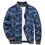 MAGCOMSEN Men's Jacket Lightweight Bomber Jacket Zip Up Windbreaker Casual Spring Fall Jackets with Pockets, Camouflage Blue, XX-Large