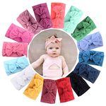 JOYOYO 16 Pcs Baby Headbands for Girls Baby Turban Headbands Stretchy Soft Wide Headbands for Newborns Toddlers, Baby Bow Hairbands