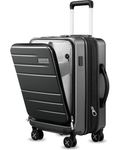 LUGGEX Carry On Luggage with Laptop Compartment, Expandable PC Hard Shell Suitcases for Travelling, Charcoal Metallic, 20 Inch