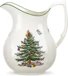 Portmeirion Christmas Tree Pitcher - Festive 36 Ounce Fine Porcelain Pitcher for Holidays - Ideal for Cocktails, Water, Juice, Lemonade - Dishwasher Safe Pitcher with Handle