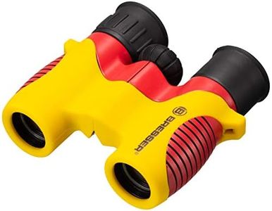 Bresser Junior 8810625 Children's Binoculars 6 x 21 Black/Red/Gold with Rubberised Surface, Dioptre Compensation, Centre Drive and Carry Strap