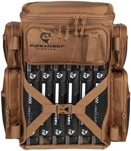 Evolution Fishing Drift Series Tackle Backpack – Coyote, 3600 Size, Outdoor Rucksack w/ 6 QuikLatch Tackle Trays, Heavy Duty Fishing Backpack, Tackle Carrying Case