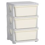 HOMCOM Kids Storage Units with 3 Drawers 3 Tier Chest Vertical Dresser Tower Toy Organizer for Nursery Playroom Kindergarten Cream