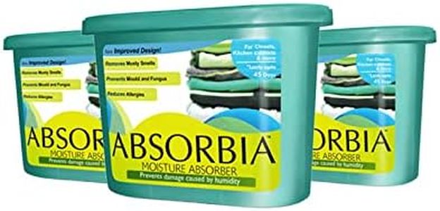 Absorbia Moisture Absorber | Absorbia Classic - Family Pack of 3 (600ml Each) | Dehumidier for Wardrobe Closets | Fights Against Moisture, Mould Musty smells ..vb