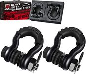 AMBULL Shackles 3/4 Inch D Ring Shackle (2 Pack) 41,850lb Break Strength with 7/8 Inch Pin, Isolator and Washer Kits for Use with Tow Strap, Winch, Off-Road Jeep Truck Vehicle Recovery, Black