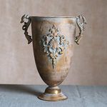 zenggp Metal Vase Roman Style Garden Planters Pots Round Circular Roman Flower Pot Tubs Bronze,B+Height29cm