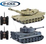 s-idee® 22001 2 x Battle Tank 99822 1:28 with Integrated Infrared Combat System 2.4 GHz RC RC RC Tank Tank Traced Vehicle IR Shooting Function Light 1:24 Shot Sound Lighting