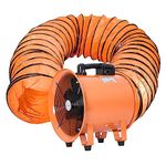 Utility Blower Fan 8 Inch, High Velocity Ventilator with Duct Hose, Low Noise Portable Ventilation Fan, Fume Extractor for Exhausting & Ventilating at Home and Job Site (8IN FAN+25FT HOSE)