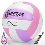 SARETAS Volleyball Soft Beach Volleyball Official Size for Outdoor/Indoor Play, Colorful Volley Balls for Youth Teens Girl and Kids, Practice Volleyballs with Pump Needles for Backyard