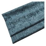 Floral Pattern Velvet Fabric by The Meter 3D Embossing Velour Upholstery Fabric for Curtain, Cushion, Sofa Chair, DIY Crafts, 140cm 55'' Wide(Color:Teal)