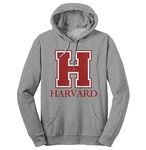 Tee Luv Men's Faded Harvard University Logo Hoodie (Oxford Gray) (M)