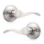 Probrico Pack of Two Dummy Door Lever for Left Hand and Right Hand Brushed Nickel Interior Door Handle Wave Style Non-Turning Door Knob Stainless Steel