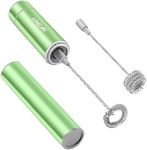 Electric Milk Frother Handheld,Travel Coffee Drink Mixer Batteries Included, 304 Stainless Steel Whisk for latte Cappuccino,Bulletproof Coffee Hot Chocolate,Egg-Grass Green