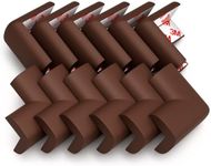 12-Pack Baby Proofing Corner Protectors, Furniture Corner and Edge Safety Bumpers, Soft Rubber Foam Cushion Covers, 3M Taped Corner Guards, Baby Child Proofing Pads for Tables & Furniture, Brown