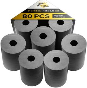 Ferrite Ring Magnets with Holes - OD31mmxID9.5mmx4.75mm, Round Disc Donut Magnets - Circle Hole Magnets - Perfect Ceramic Circular Magnets for Projects