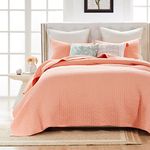 Greenland Home Fashions Monterrey Finely Stitched Coverlet Style Quilt Set 3-Piece Full/Queen, Coral