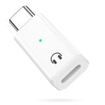 MoKo Lightning to USB C Audio Adapter Support Line Control, USB C Male to Female Lightning Headphone Earphone Adapter for iPhone 15 Pro Max Plus, iPad Air/Pro, Not for Charging/Data Transfer, White