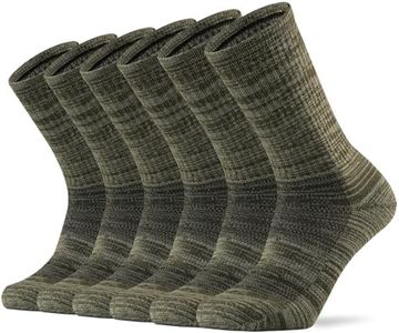 Ortis Men's Merino Wool Moisture Wicking Outdoor Hiking Cushion Crew Socks 4 Pack(Green L)
