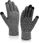 SIMIYA Winter Warm Gloves, Touchscreen Knitted Gloves, Anti Slip Thermal Windproof Driving Running Cycling Gloves for Men Women(Black/White)