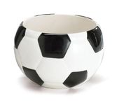 Decorative Ceramic Soccer Ball Planter/Candy Dish, Black & White, Medium, 3.5" x 3"