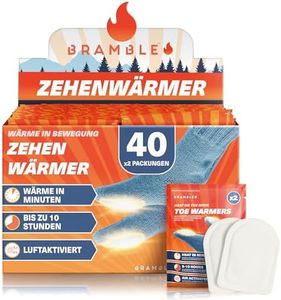 BRAMBLE - 80 Stück Natürliche Luftaktivierte Fußwärmer (40 Paar) - Sohlenwärmer für Outdoor, Wandern, Golf, Fußball Zuschauer (bis zu 8 Std)