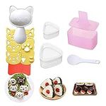 HAGBOU Rice Ball Mold, 3 Pack Onigiri Mold, Cute Cat Kitten Sushi Mold for Kids, Musubi Maker Press, Classic Triangle Rice Ball Maker Sushi Mold Kit for Lunch Bento Box Accessories