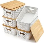 AREYZIN Storage Bins with Bamboo Li