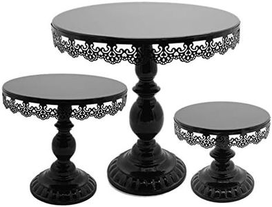 8 Inch / 10 Inch / 12 Inch/Three Layers Iron Cake Stand Round Pedestal Dessert Holder Cupcake Display Rack Birthday Wedding Party Decoration Black Color (8inch + 10inch +12inch)